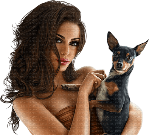 Y.A.M._Woman girl dog - Free PNG