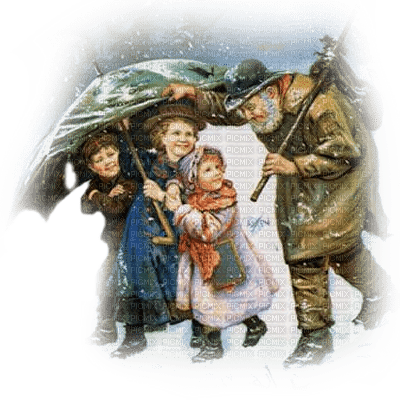niñas  abuelo invierno vintage   dubravka4 - PNG gratuit