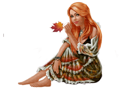 femme woman rousse automne - png ฟรี