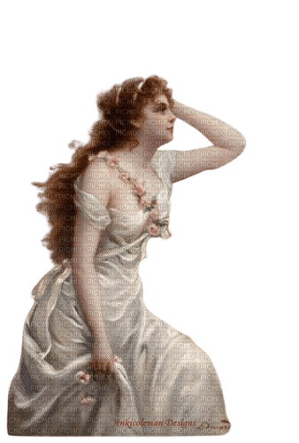woman painting with roses - besplatni png