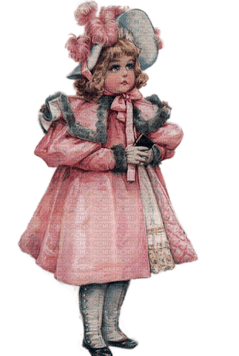 Kleines Mädchen, little girl, rosa, Vintage - gratis png
