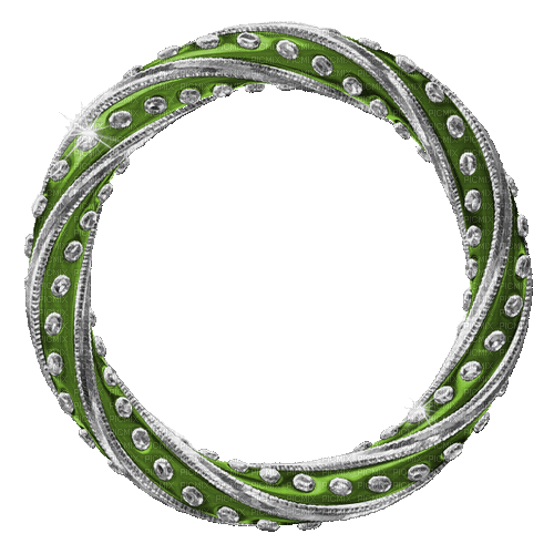 Frame. Circle. Green and silver. Leila - Free animated GIF