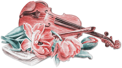 soave deco vintage music violin flowers pink - PNG gratuit