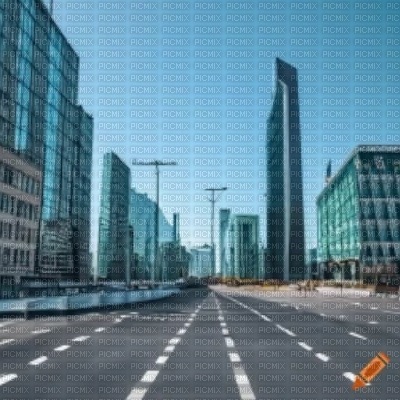 City Road with Glass Buildings - 免费PNG