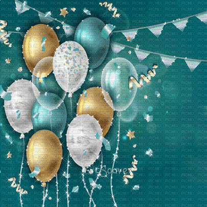 soave background animated birthday teal gold - 免费动画 GIF
