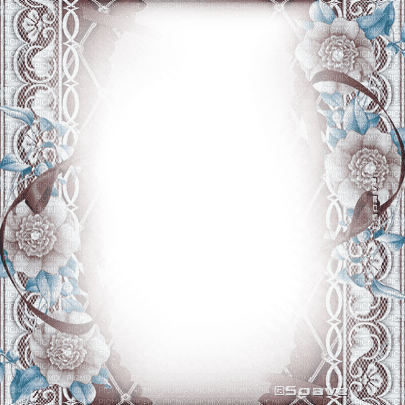 soave frame vintage flowers lace blue brown - Free PNG