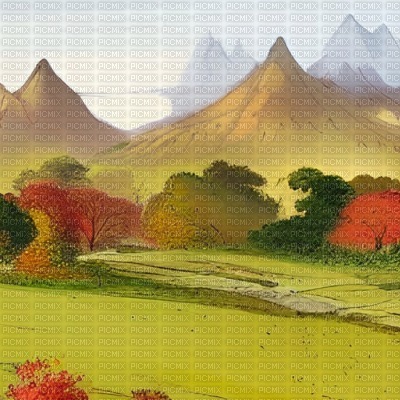 Autumn Landscape with Mountain - ücretsiz png