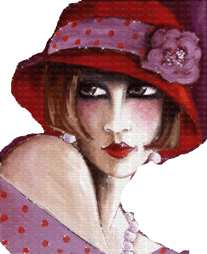 woman glitter animated painting vintage - GIF animé gratuit