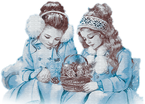 soave children  girl friends vintage christmas - фрее пнг