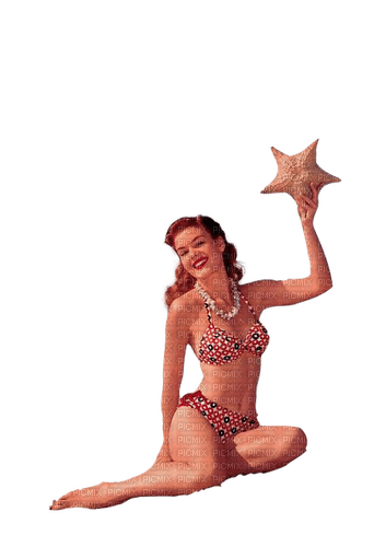 vintage woman shell pinup dolceluna - 無料png