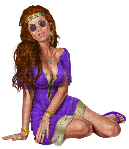 Woman. Hippie. Peace. Leila - PNG gratuit