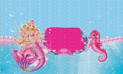 image encre couleur anniversaire barbie sirène hippocampe edited by me - bezmaksas png