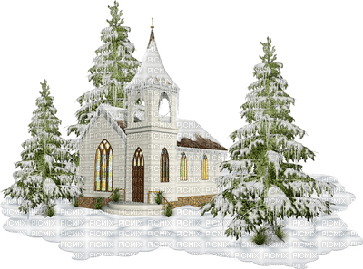 winter-landscape-churh-tree-snow-white-deco-minou52 - png gratuito