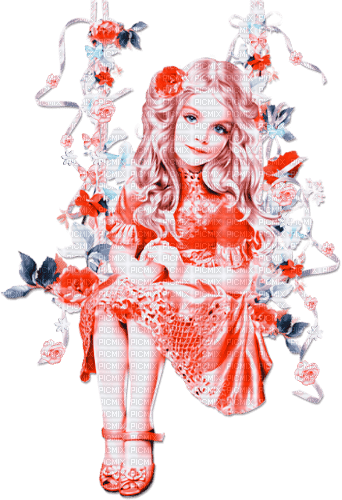 soave children girl spring flowers spring swing - Free PNG