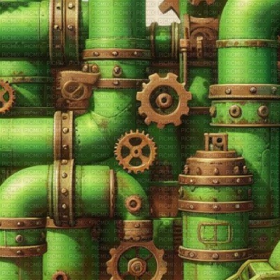 Green Steampunk Mario Pipes - png ฟรี