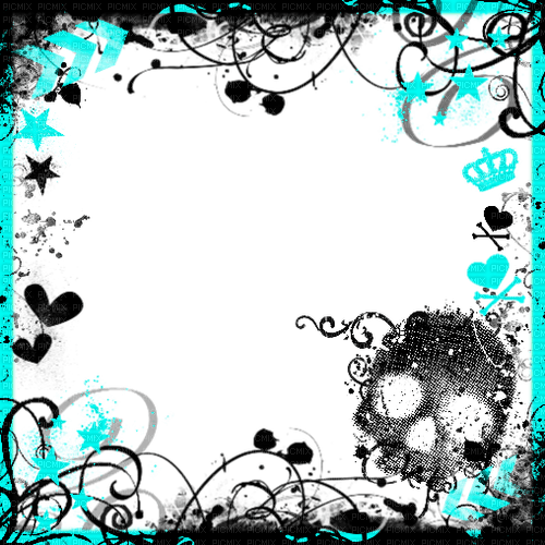 Emo Skull Frame Turquoise Teal - darmowe png