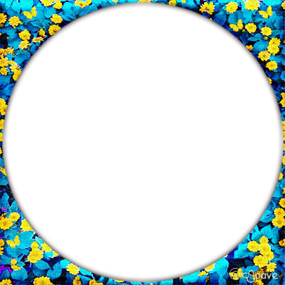 soave frame circle  flowers  spring   blue yellow - ücretsiz png
