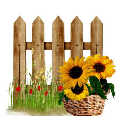 Kaz_Creations Garden Fence Gate Flowers Deco - Free PNG