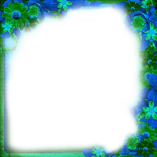 Frame.Flowers.Green.Blue - By KittyKatLuv65 - ilmainen png