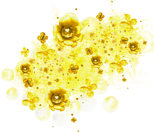 Flowers.Jewels.Bubbles.Glitter.Yellow - 免费PNG