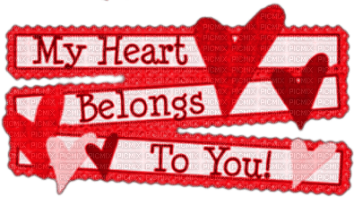 Hearts.Text.My Heart Belongs To You.Red - darmowe png