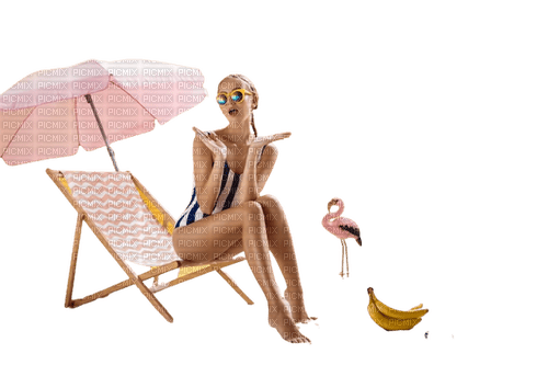девушка на пляжном кресле - gratis png