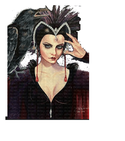 Goth Queen with Crow - png gratis