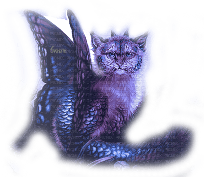 Y.A.M._Fantasy cat blue - PNG gratuit