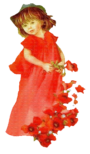 soave children girl vintage flowers poppy animated - Gratis geanimeerde GIF