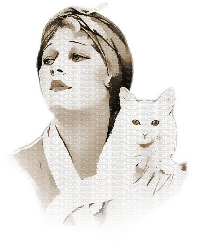 soave woman vintage cat friends sepia - zadarmo png