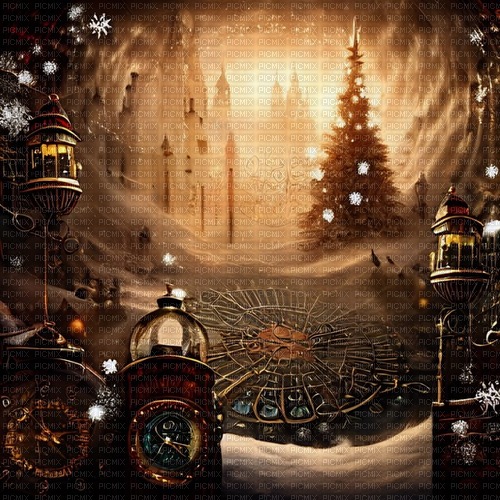kikkapink winter background steampunk christmas - δωρεάν png