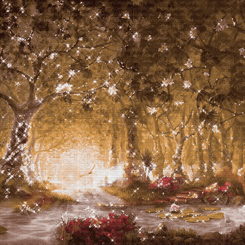 background animated fantasy forest tree - Gratis geanimeerde GIF