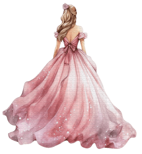 pink woman painting aquarelle - PNG gratuit