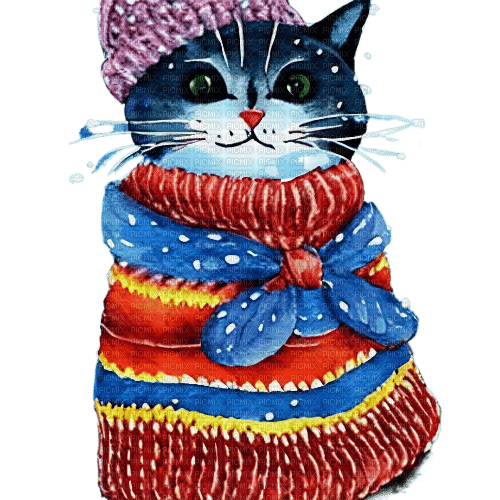 kikkapink watercolor cute animal winter cat - Free PNG
