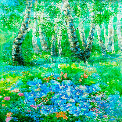 Y.A.M._Summer landscape background flowers - Бесплатни анимирани ГИФ