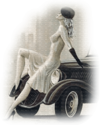 femme vintage avec voiture.Cheyenne63 - PNG gratuit