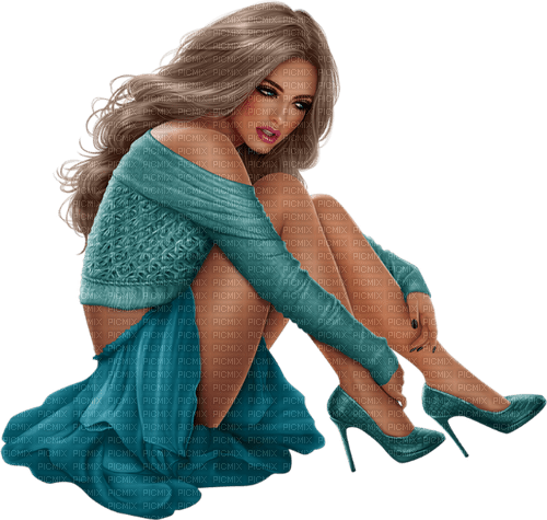 woman in teal by nataliplus - бесплатно png
