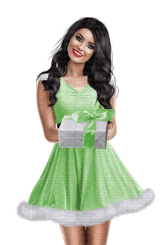 christmas green woman gift kikkapink - darmowe png