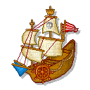 pixel art pirate ship sail sailing animated - Nemokamas animacinis gif