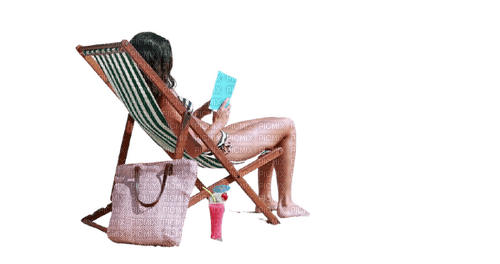 kvinna på stranden-solstol - png gratis