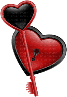 Coeur Clée Rouge Noir:) - png gratis