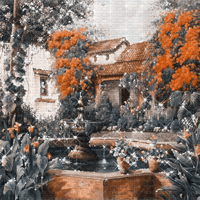 kikkapink vintage painting garden background gif - Безплатен анимиран GIF