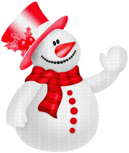 Snowman.White.Red - Free PNG