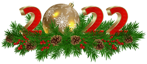 2022 Text pinetree deco New year - gratis png