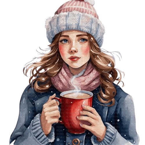 loly33 femme hiver chocolat - zdarma png