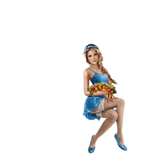 Femme en robe bleue - 無料png