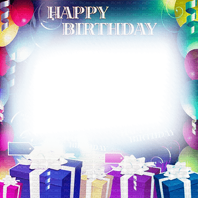 soave frame birthday gift box text balloon rainbow - δωρεάν png