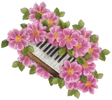Pink Floral Fleur Flower Piano - Gratis animerad GIF