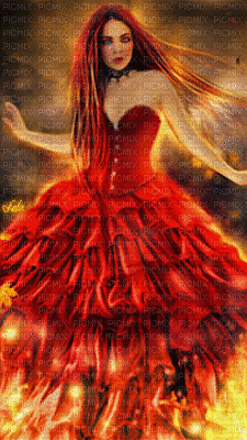 Kaz_Creations Fire Flames Deco Woman Femme - 免费动画 GIF