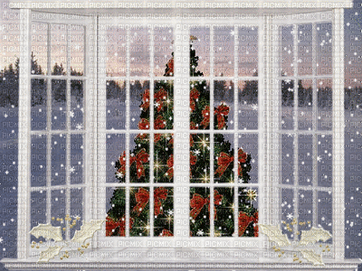 Christmas window Winter_Noël fenêtre hiver_gif - GIF เคลื่อนไหวฟรี